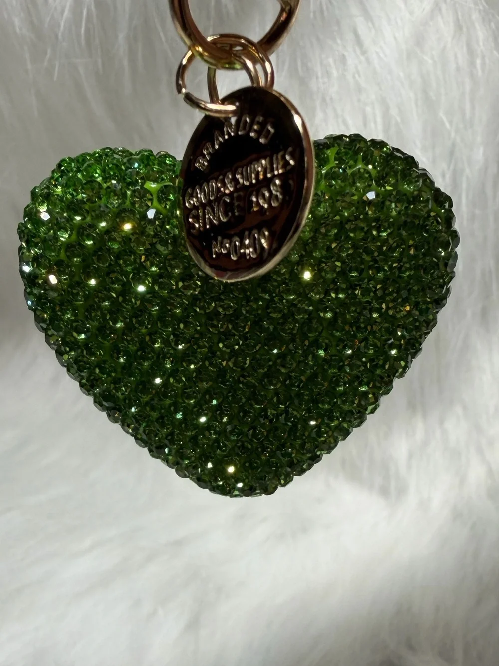 Green Crystal Heart Bag Charm/Key Chain